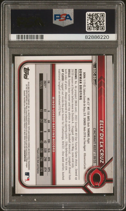 Graded Elly De La Cruz Bowman Draft Sapphire Green trading card PSA 10 Gem Mint