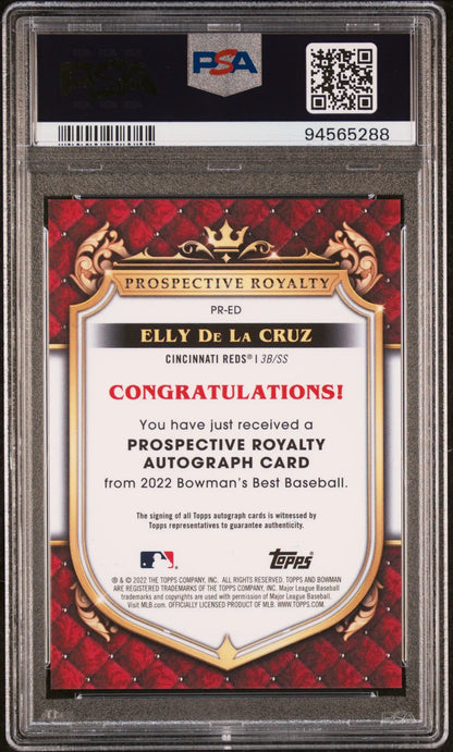 Graded Elly De La Cruz 2022 Bowmans Best Prospective Royalty Auto card PSA 10