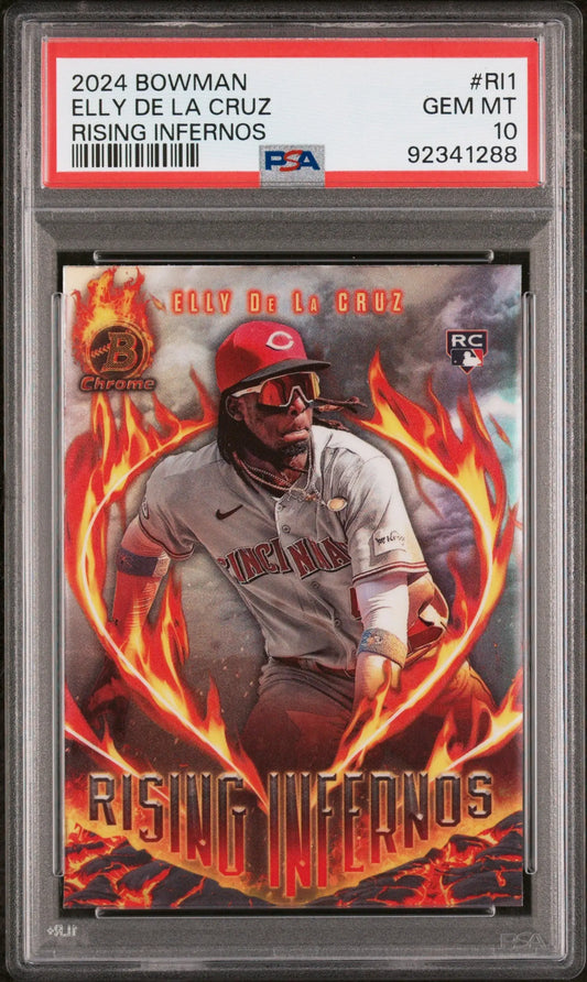 Graded Elly De La Cruz Rising Infernos Bowman baseball card PSA 10 Gem Mint