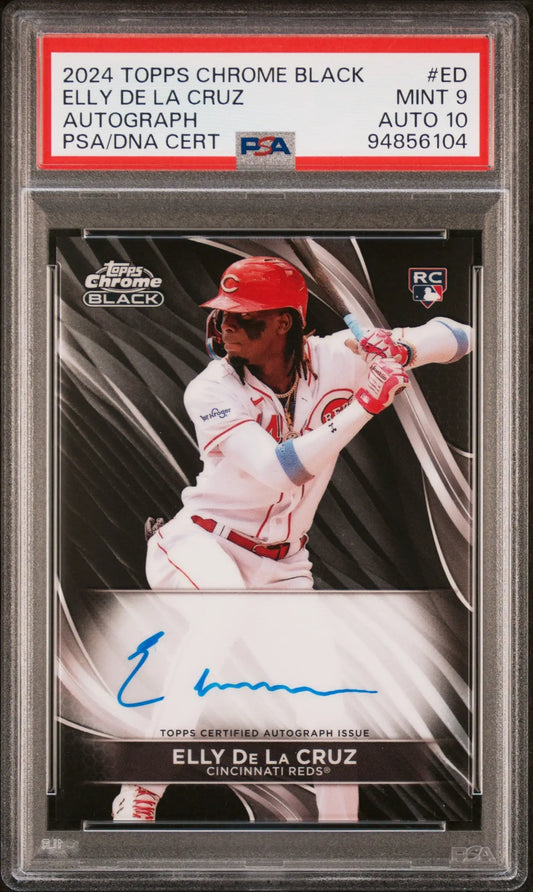 Elly De La Cruz 2024 Topps Chrome Black Auto baseball card PSA 9 chrome black auto