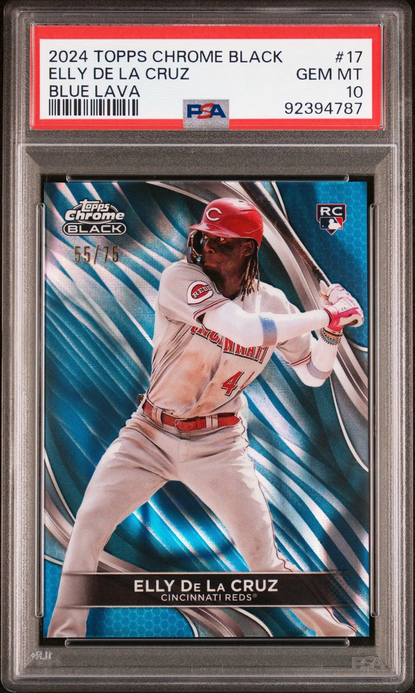 Elly De La Cruz 2024 Topps Chrome Black Blue Lava baseball card PSA 10 Gem Mint