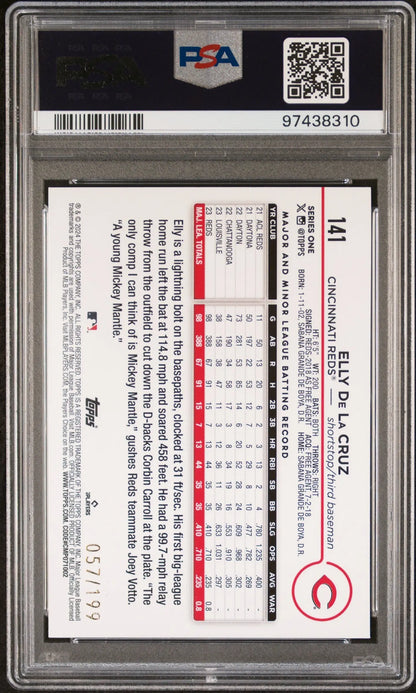 Graded Elly De La Cruz 2024 Topps Rookie card with Red Crackle Foil Board PSA 10