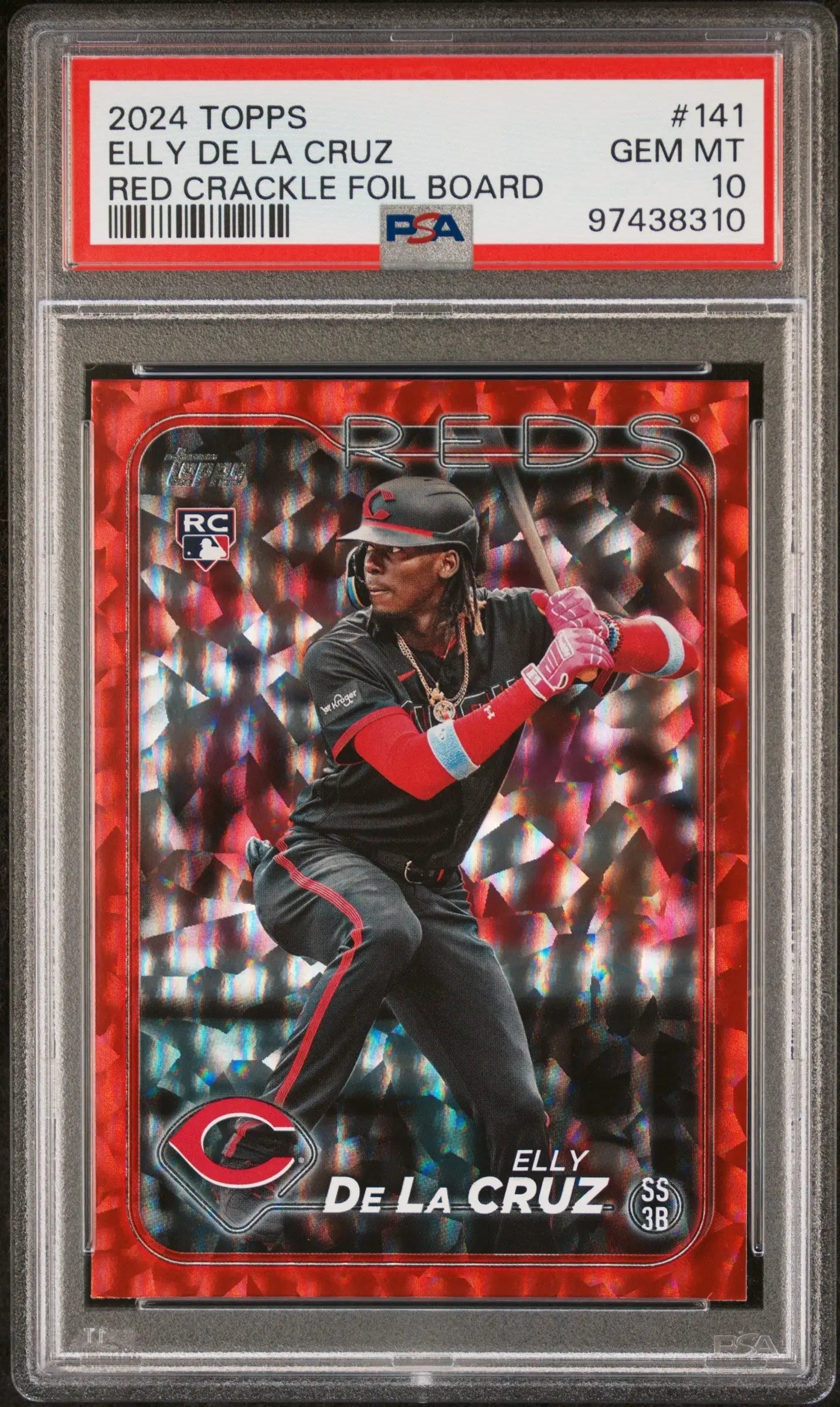 Elly De La Cruz 2024 Topps Rookie Red Crackle Foil Board Card GEM MT 10
