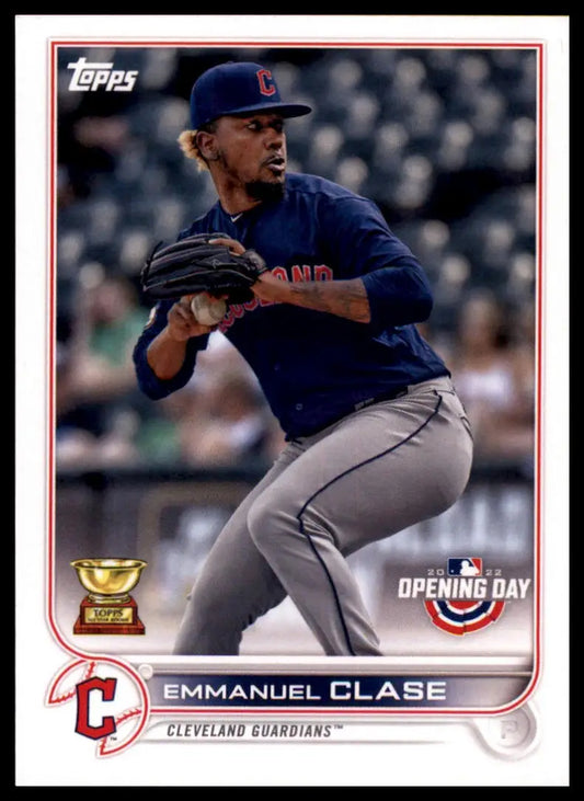 Baseball card of Emmanuel Clase from 2022 Topps Opening Day Cleveland Guardians