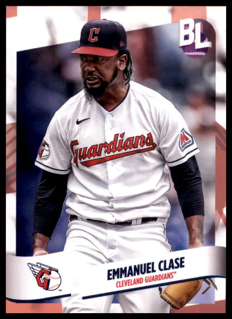 Baseball card featuring Emmanuel Clase from Topps Big League 2024 Cleveland Guardians
