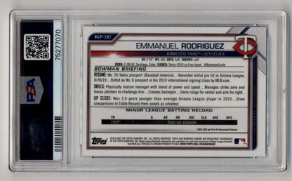 Emmanuel Rodriguez 2021 Bowman Chrome Mega Box Red Refractor 3/5 PSA 10 Gem Mint - Singles