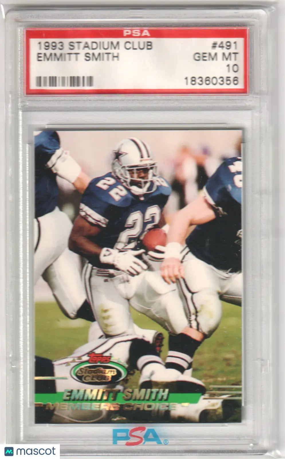 1993 Topps Stadium Club Emmitt Smith football card PSA Gem Mint 10 from Columbia Hobby