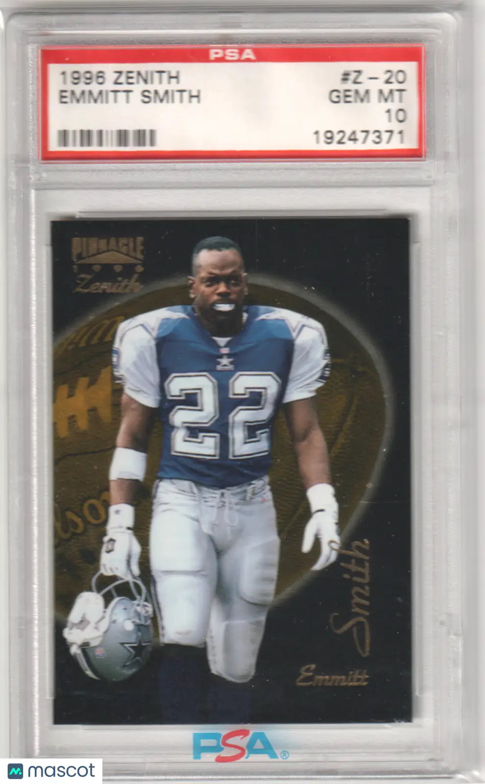 Emmitt Smith 1996 Pinnacle Zenith football card PSA 10 GEM MT from Columbia Hobby