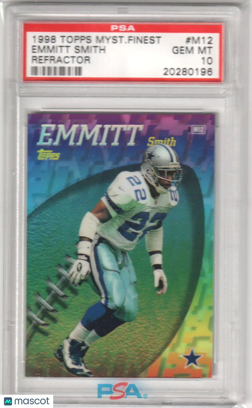 Columbia Hobby Emmitt Smith 1998 Topps Mystery Finest M12 Refractor PSA 10 card