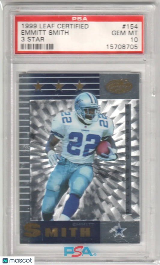 PSA-graded 1999 Leaf Certified Emmitt Smith football card Gem Mint 10 Columbia Hobby