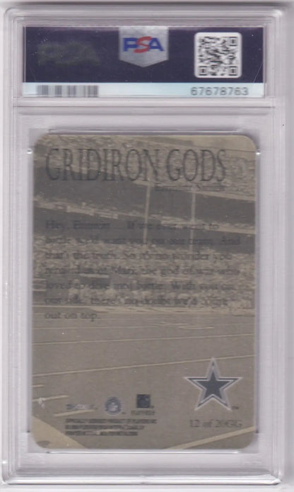 Emmitt Smith Gridiron Gods trading card from Skybox Molten Metal, graded PS A 10