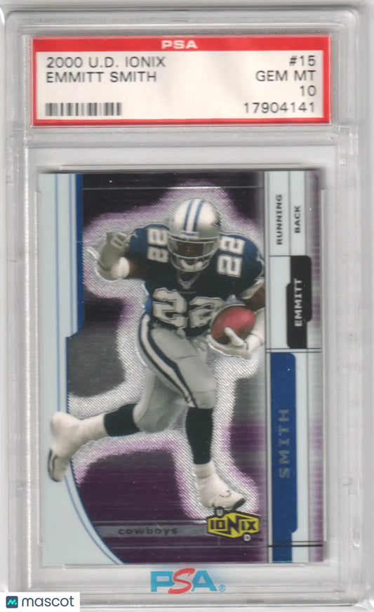 Graded Emmitt Smith football card from Upper Deck Ionix collection at Columbia Hobby