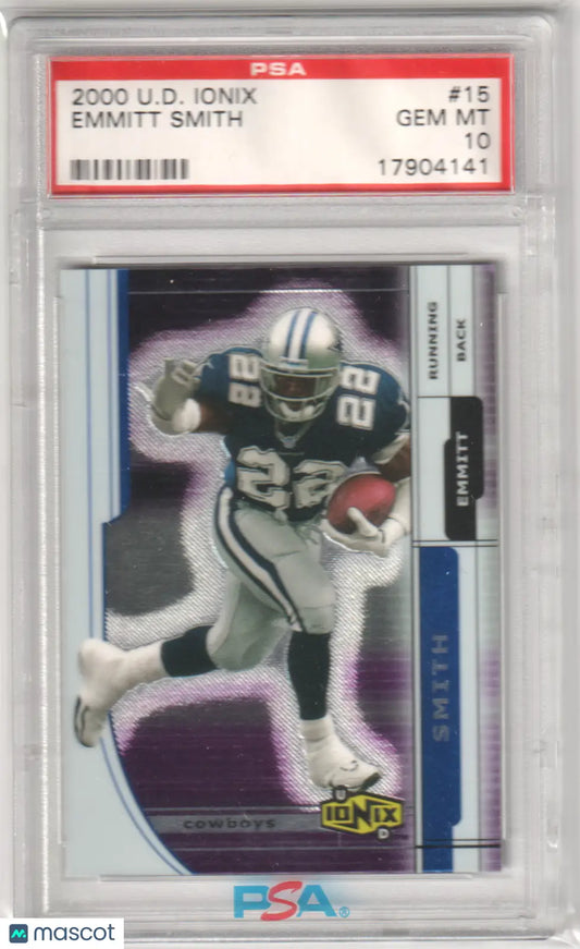 Emmitt Smith 2000 Upper Deck Ionix football card PSA 10 GEM MINT from Columbia Hobby