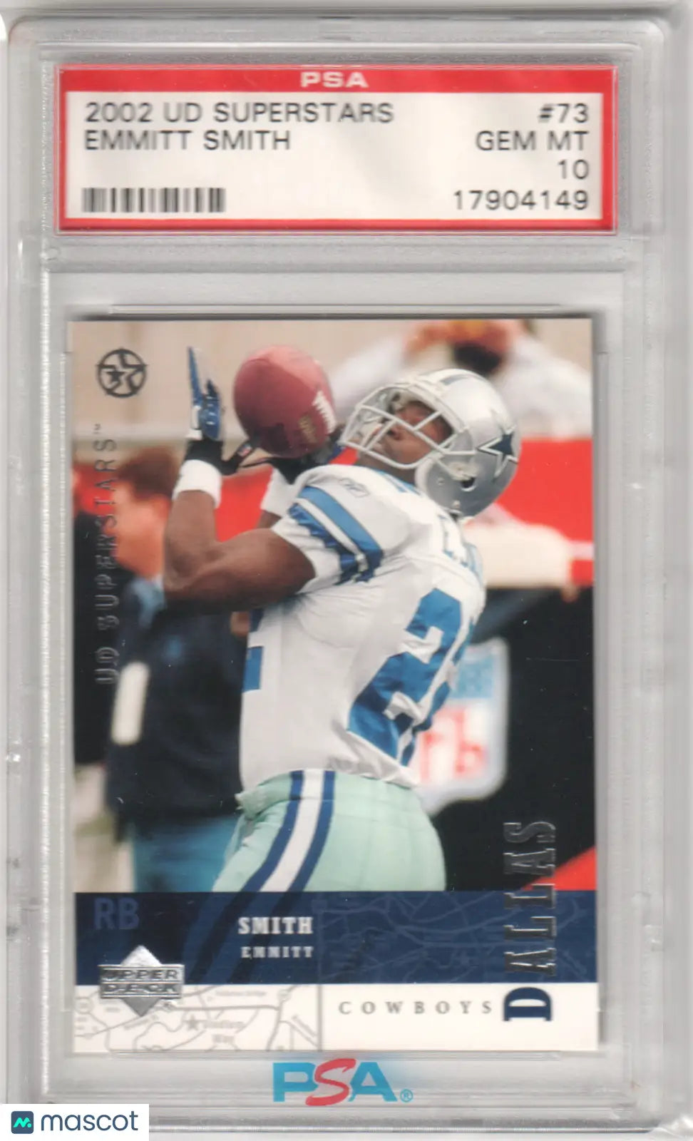 Emmitt Smith 2002 Upper Deck Superstars football card PSA 10 GEM MINT from Columbia Hobby