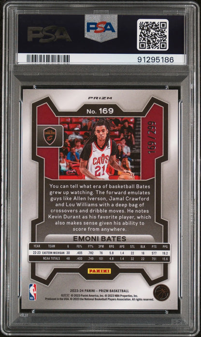 PSA-graded Emoni Bates Red Seismic Prizm basketball card in Gem Mint PSA 10 condition
