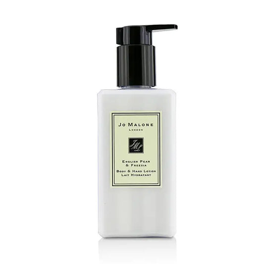 White rectangular pump bottle of Jo Malone English Pear & Freesia Body Lotion