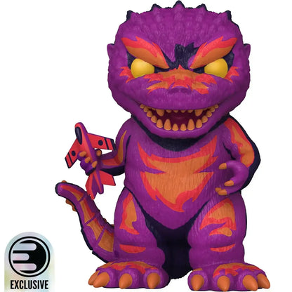 Purple and orange Godzilla figurine from Entertainment Earth Exclusive Retro Futurism Art collection