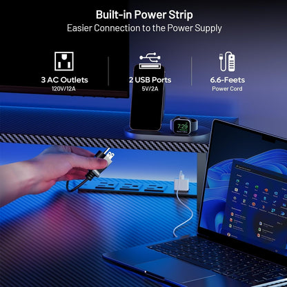 Ergonomic 63 Inch Gaming Desk With LED Lights-3