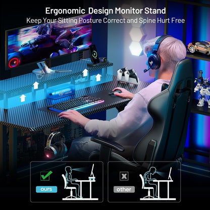 Ergonomic 63 Inch Gaming Desk With LED Lights-4