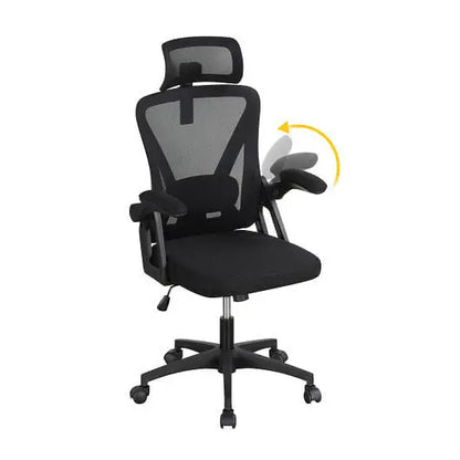 Ergonomic Mesh Office Chair with Adjustable Lumbar Support and Flip-up Armrests-Black - Color:Black - Ergonomic Chairs