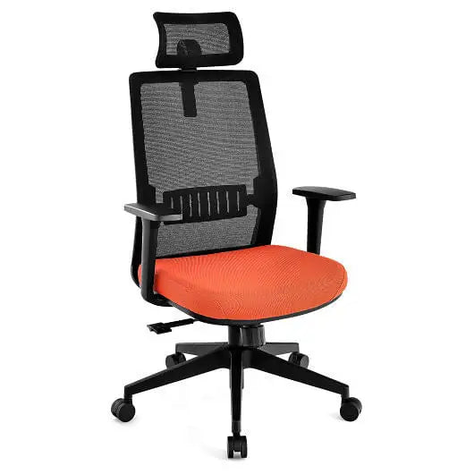 Ergonomic Office Chair with Lumbar Support and Adjustable Headrest-Black - Color:Black - Big and Tall Chairs