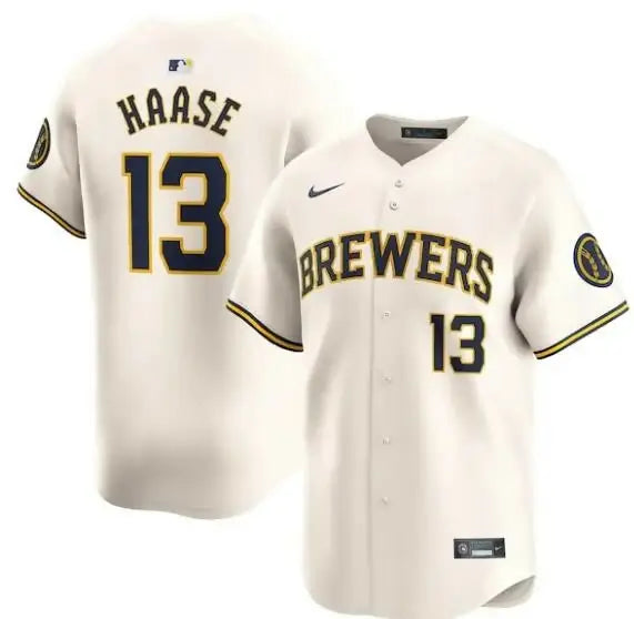 Cream-colored Baseball Jersey for Eric Haase Milwaukee Brewers Nike Home Limited Player Jersey