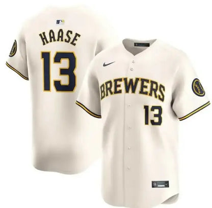 Cream-colored Baseball Jersey for Eric Haase Milwaukee Brewers Nike Home Limited Player Jersey
