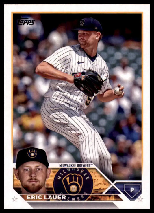 Eric Lauer baseball card from 2023 Topps #109 Milwaukee Brewers collection