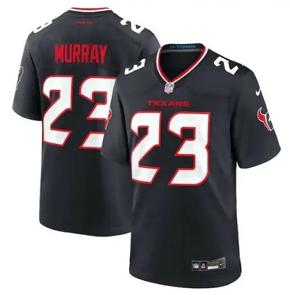 Black Houston Texans Eric Murray #23 football jersey with red and white accents