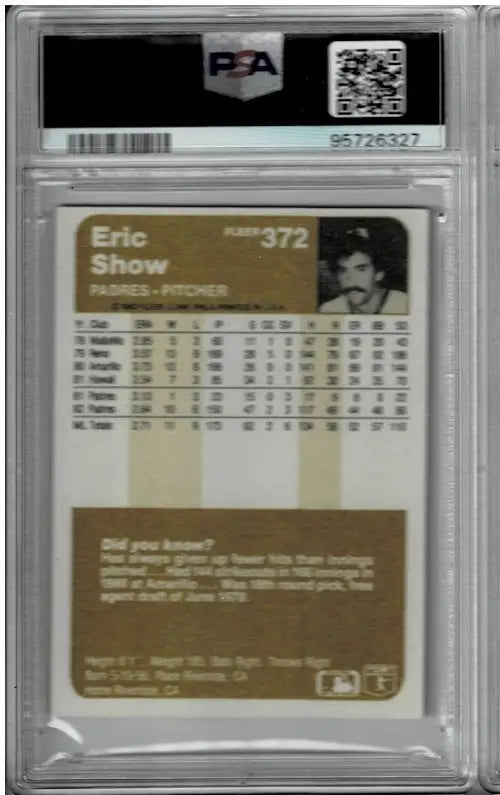 Graded Eric Shaw signed 1983 Fleer baseball card San Diego Padres memorabilia