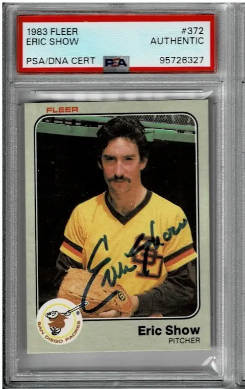 PSA-graded 1983 Fleer Eric Show San Diego Padres autograph baseball card