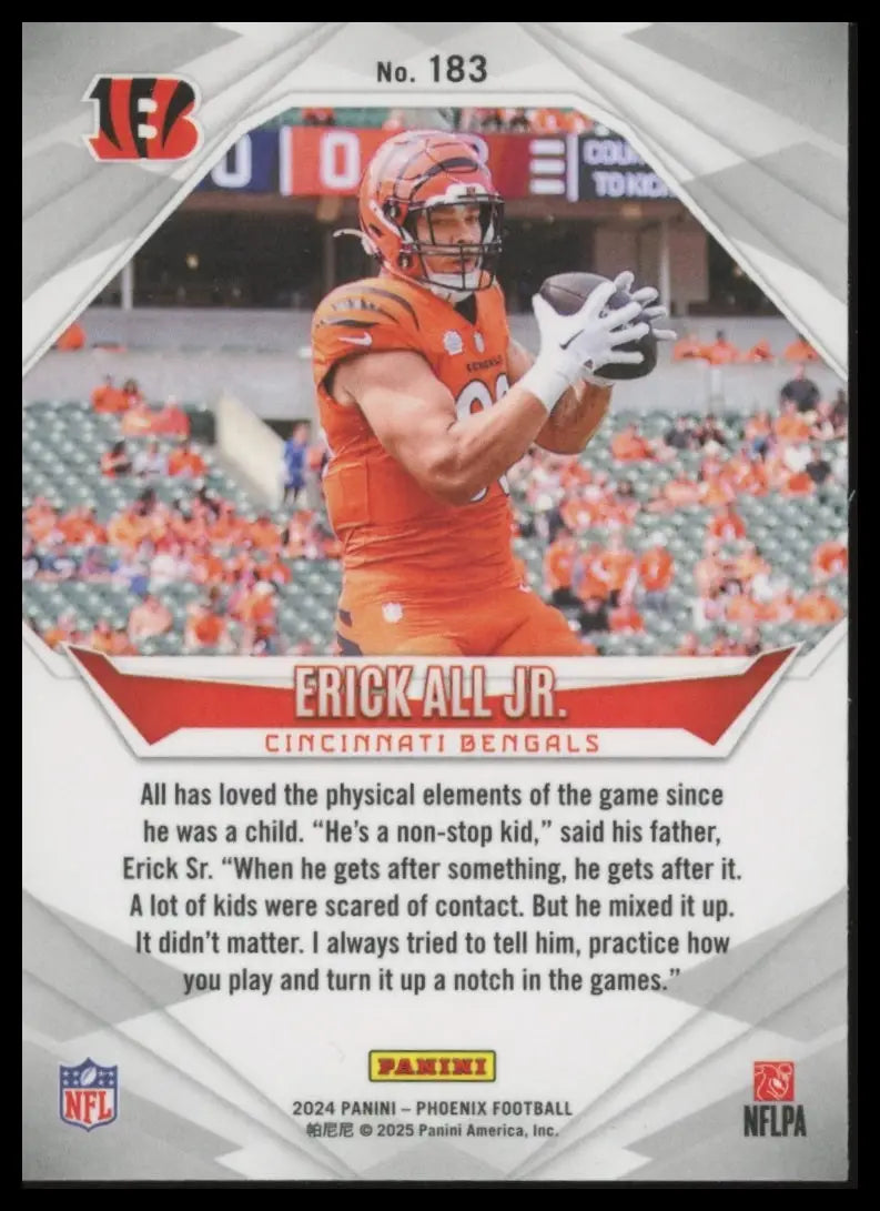 Collectible Panini Phoenix football trading card of Erick All Jr. Cincinnati Bengals