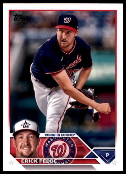 Erick Fedde baseball card from 2023 Topps #258 Washington Nationals collection