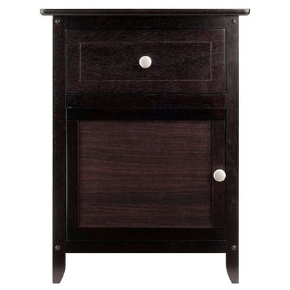 Espresso Wood End Table Nightstand Accent Table - Nightstand