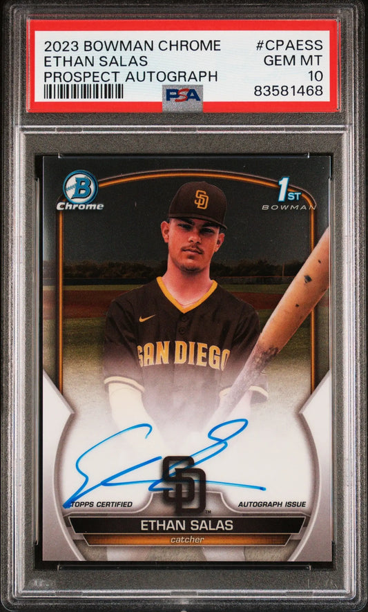 Ethan Salas 2023 Bowman Chrome Prospect Autograph PSA 10 - Singles