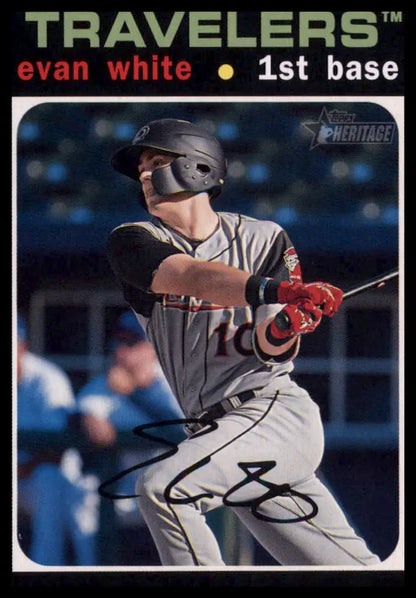 Baseball card of Evan White from Topps Heritage Minor League Arkansas Travelers
