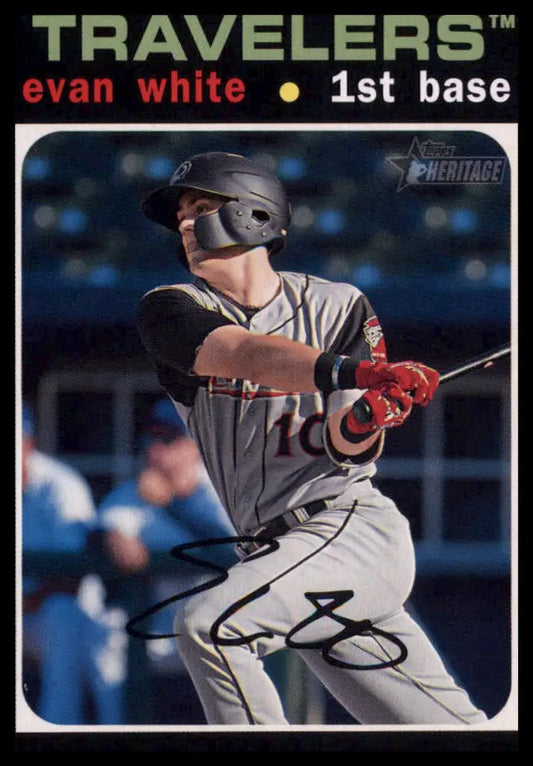 Baseball card of Evan White from Topps Heritage Minor League Arkansas Travelers