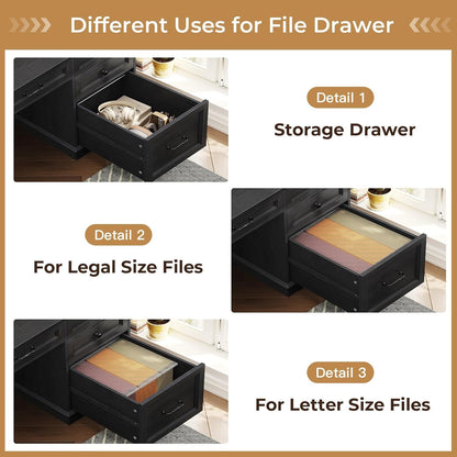 Executive Desk with Charging Station and LED Lights-3