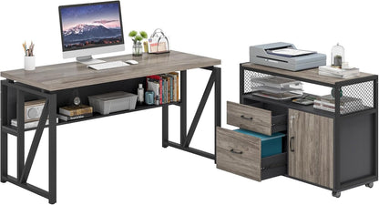 Executive Office Computer Desk and Mobile File Cabinet-2
