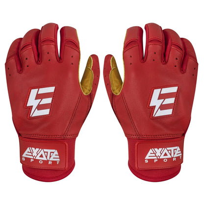 Pair of red baseball batting gloves with extra grip and wrist support for men women youth
