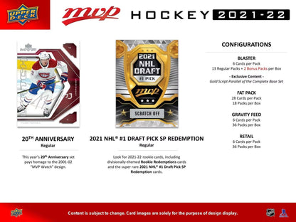 2021-22 Upper Deck MVP Hockey Box Set | Columbia Sports Cards & More.
