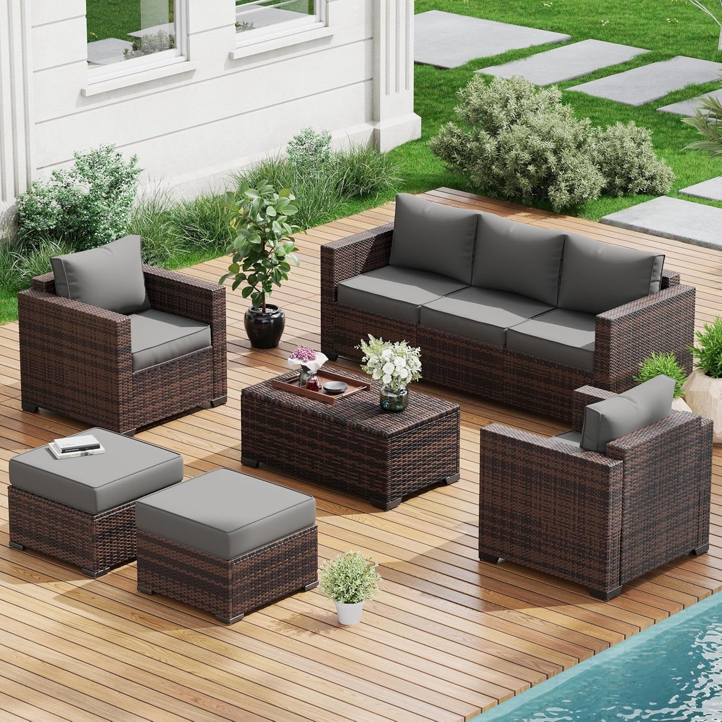 Outdoor Wicker Rattan Sofa Set for Patio Enjoyment-0
