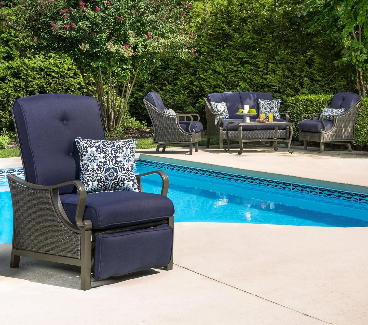 Luxury Outdoor Recliner Chair with Cushions and Pillow-3