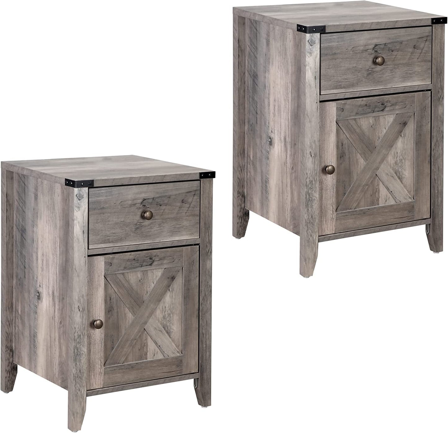 Barnwood Rustic Nightstand, Grey-1