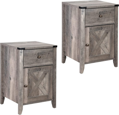 Barnwood Rustic Nightstand, Grey-1
