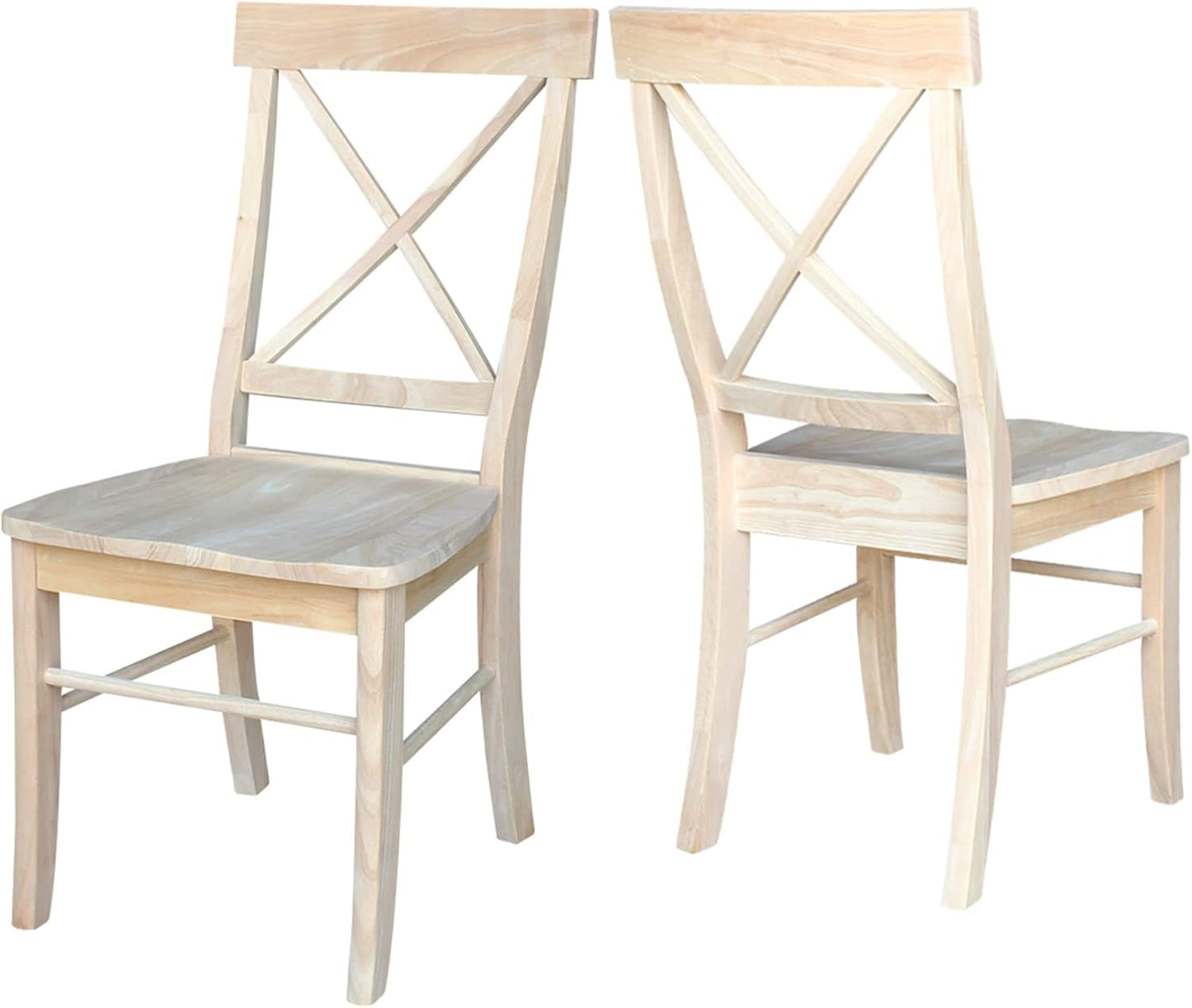 X-Back Dining Chairs Set of 2 Solid Parawood, Upgrade Your Dining Room with Stylish and Comfortable Chairs, Paint or Stain in Any Color, 18.9"W X 22.2"D X 36.9"H, Unfinished-0