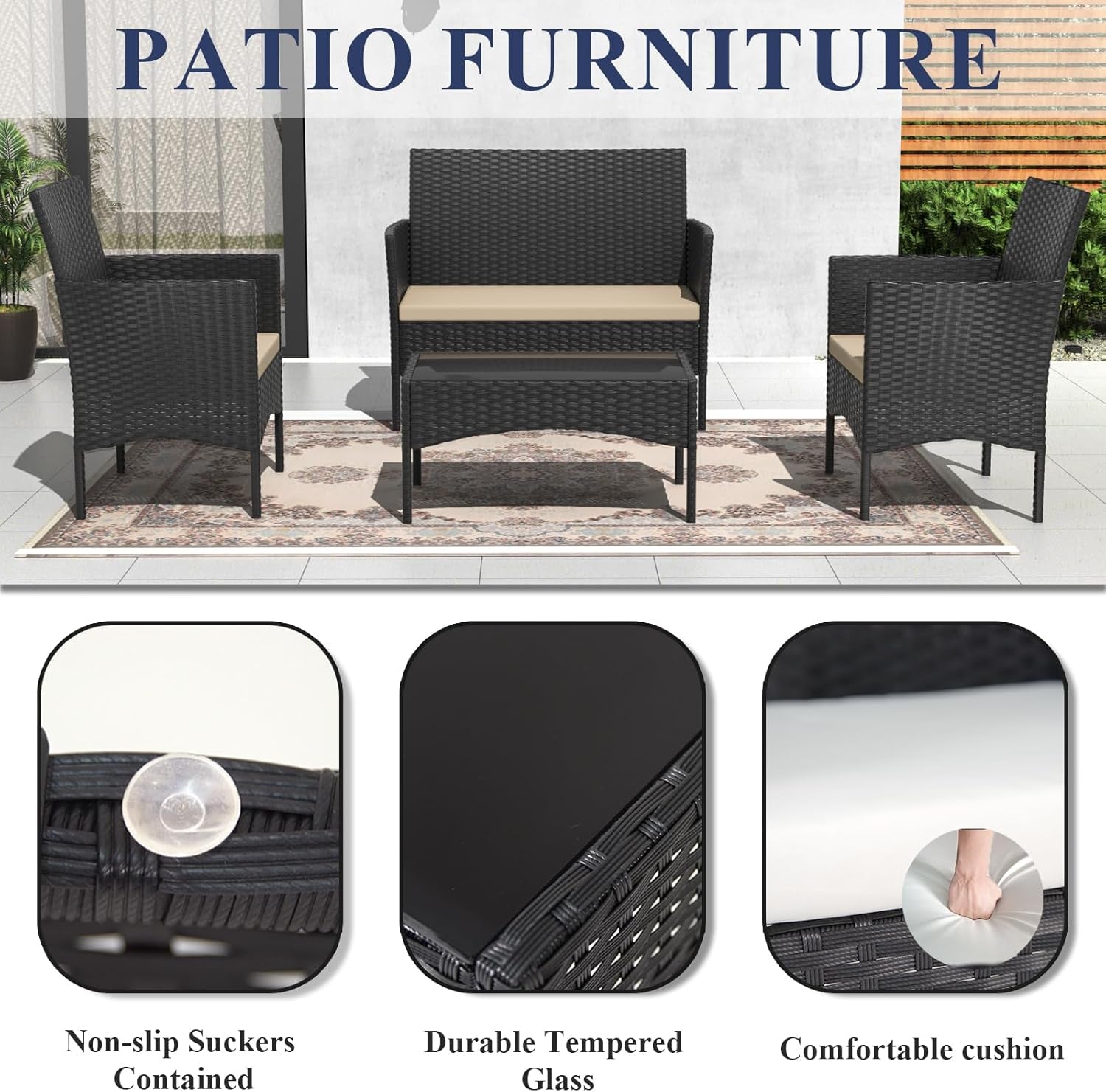 Stylish Four Piece Outdoor Rattan Patio Furniture Set-3