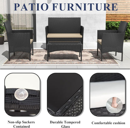 Stylish Four Piece Outdoor Rattan Patio Furniture Set-3