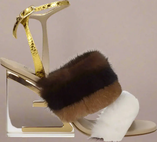 FENDI Brown Mink Strap-On Sandals – Luxury Women’s Footwear | STORE 7994