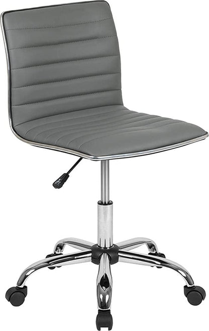 Alan Low Back Designer Armless Light Gray Ribbed Swivel Task Office Chair-0